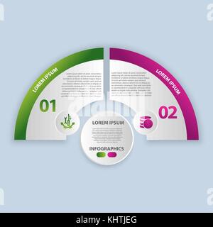 Vector illustration. Infographics in the form of a circle and 2 segments. Template for graphs, presentations, business, education with two steps and a Stock Vector