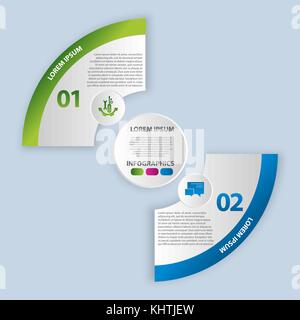 Vector illustration. Infographics in the form of a circle and 2 segments. Template for graphs, presentations, business, education with two steps and a Stock Vector