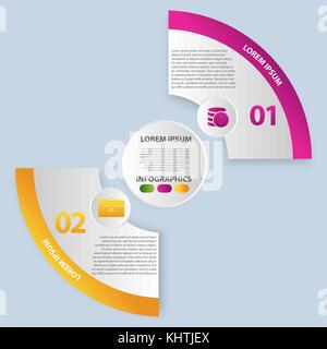 Vector illustration. Infographics in the form of a circle and 2 segments. Template for graphs, presentations, business, education with two steps and a Stock Vector