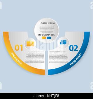 Vector illustration. Infographics in the form of a circle and 2 segments. Template for graphs, presentations, business, education with two steps and a Stock Vector