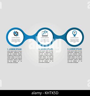 Infographics circular vector banner of 3 steps. Vector pattern illustration of three elements of balls, bubbles for business presentations, design, ed Stock Vector