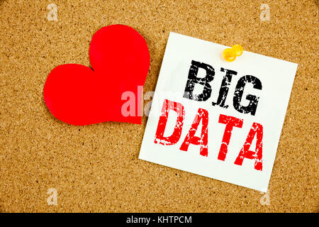 Conceptual hand writing text caption inspiration showing Big Data concept for Storage Network Online Server and Love written on sticky note, reminder  Stock Photo