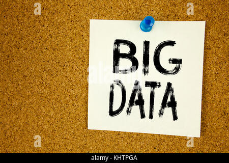 Conceptual hand writing text caption inspiration showing Big Data. Business concept for Storage Network Online Server written on sticky note, reminder Stock Photo