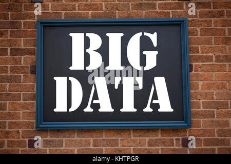 Conceptual hand writing text caption inspiration showing announcement Big Data. Business concept for Storage Network Online Server written on frame ol Stock Photo