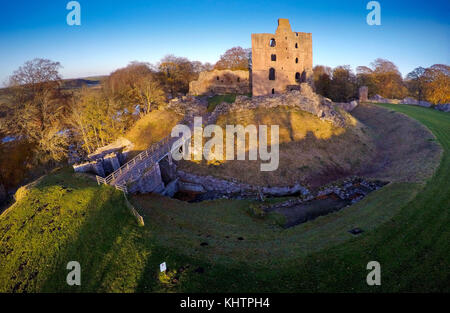 Norham Castle, motte and Bailey castle. Once the most dangerous place in England. Stock Photo
