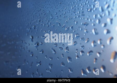 Water droplets (condensation) on a window pane. Stock Photo
