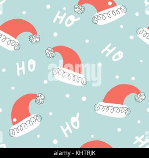Seamless Christmas pattern with Santa's hats Stock Vector