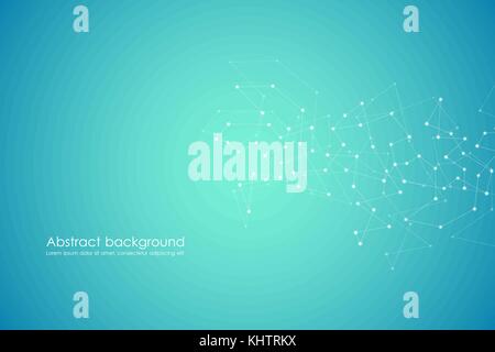 Global network connection with dots and lines. Polygonal linear digital texture, technological and scientific concept, vector illustration. Stock Vector