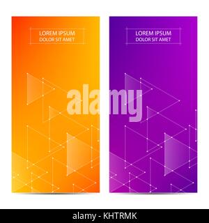 Minimal covers or banner design. Abstract geometric background with connected lines and dots, vector illustration. Stock Vector