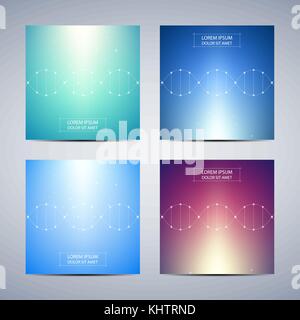 Square covers template with dna molecule background, vector illustration. Stock Vector