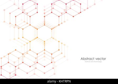 Abstract hexagonal background, science and technology concept, vector illustration. Stock Vector