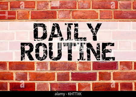 Conceptual announcement text caption inspiration showing Daily Routine. Business concept for Accuracy Procedure written on old brick background with s Stock Photo