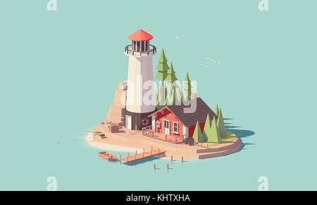 Vector low poly lighthouse Stock Vector