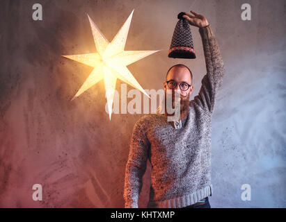 A man dressed in a warm sweater. Stock Photo