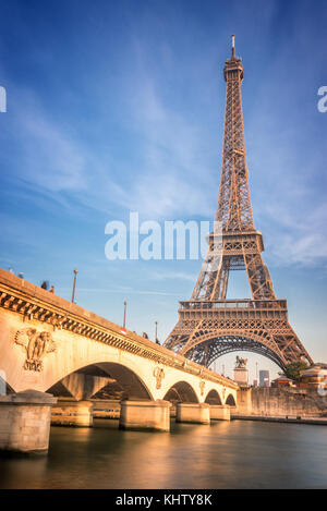 Iena bridge and Eiffel tower, Paris France Stock Photo