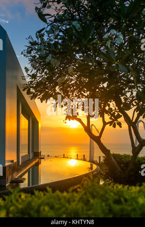 Beautiful tropical resort and spa during sunset in Bali, Indonesia Stock Photo