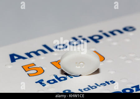 Amlodipine tablet, treatment for high blood pressure. Stock Photo