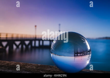 Southsea Hot Walls Pier - Glass Ball Stock Photo