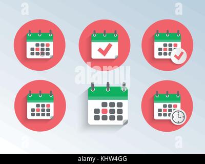 Modern and simple flat vector illustration. Set of icons of calendars. Business image for website, presentation, application, interface, graphics. Stock Vector