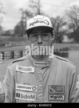 portrait of Texan race driver Jeff Harrison, Oulton Park in April 92 Stock Photo