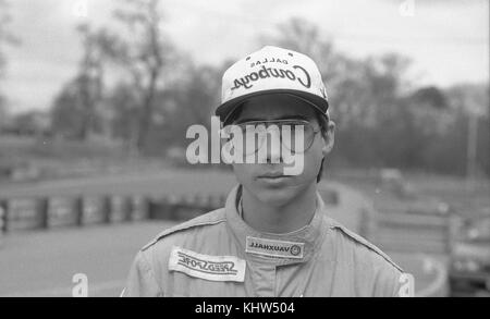 portrait of Texan race driver Jeff Harrison, Oulton Park in April 92 Stock Photo