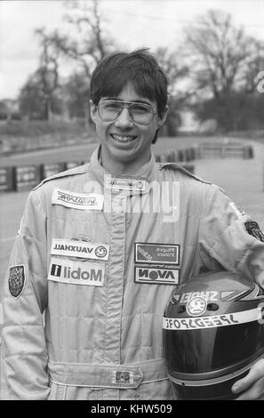 portrait of Texan race driver Jeff Harrison, Oulton Park in April 92 Stock Photo