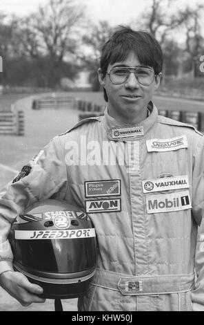 portrait of Texan race driver Jeff Harrison, Oulton Park in April 92 Stock Photo