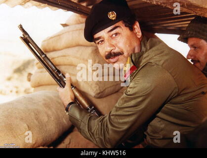 Photograph of Saddam Hussein (1937-2006) fifth President of Iraq. Dated 20th Century Stock Photo