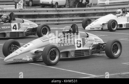 American race driver Jeff Harrison on the grid at  Oulton Park on 4th April 1992, in his formula vauxhall junior car Stock Photo