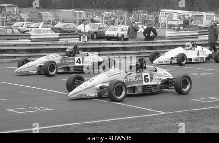 American race driver Jeff Harrison on the grid at  Oulton Park on 4th April 1992, in his formula vauxhall junior car Stock Photo