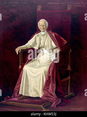Portrait of Pope Leo XIII (1810-1903) who had the third longest confirmed pontificate. Dated 19th Century Stock Photo