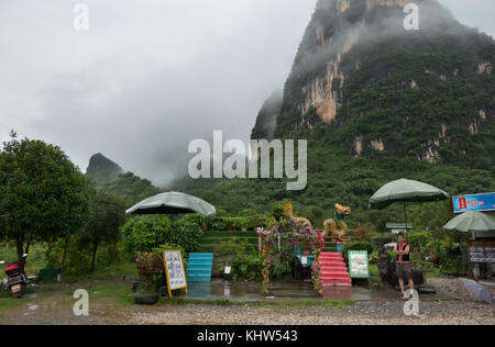 Tourist spot, stage and scenery for souvenir pictures near Moon Hill in Yangshuo, Guangxi, China, Asia. Asian travel Stock Photo