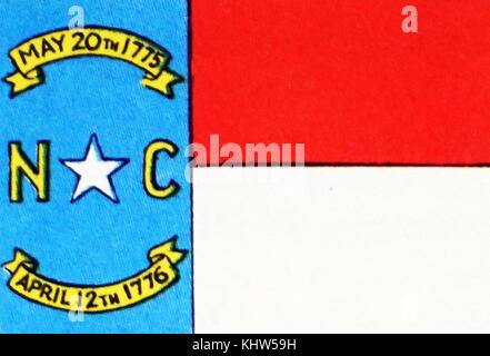 Illustration depicting the state flag of North Carolina. Dated 20th Century Stock Photo