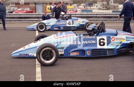 American race driver Jeff Harrison on the grid at  Oulton Park on 4th April 1992, in his formula vauxhall junior car Stock Photo