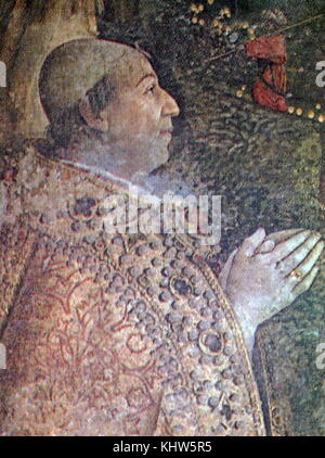 Portrait of Pope Alexander VI (1431-1503) he is one of the most controversial of the Renaissance popes, partly because he acknowledged fathering several children by his mistresses. Dated 16th Century Stock Photo