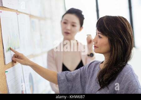 Colleagues working with colour charts and graphs Stock Photo