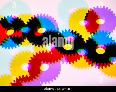Engineering cog wheels connected to produce power and motion Stock Photo