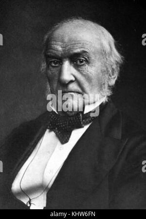 Photographic portrait of William Ewart Gladstone (1809-1898) a British Liberal (and earlier Conservative) politician and former Prime Minister of Britain. Dated 19th Century Stock Photo