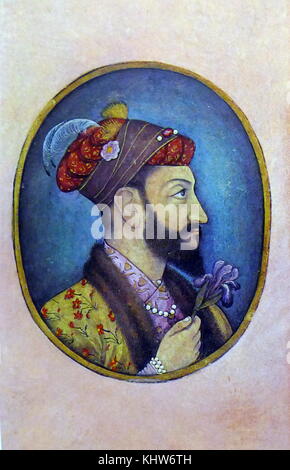 Mughal portrait of Aurangzeb (1618-1707) a Mughal Emperor. Dated 17th Century Stock Photo