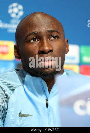 Manchester City's Eliaquim Mangala during the press conference at the City Football Academy, Manchester. Stock Photo
