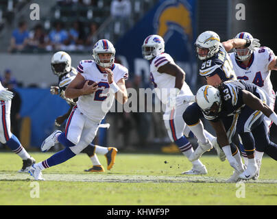 Los Angeles Chargers cheerleaders on the field during a break in the action  of a game against the Seattle Seahawks played at the StubHub Center in  Carson, CA on Saturday, August 18