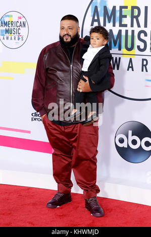 Los Angeles, USA. 19th Nov, 2017. DJ Khaled and his son Asahd Tuck Khaled attend the 2017 American Music Awards at Microsoft Theater on November 19, 2017 in Los Angeles, California. Credit: Geisler-Fotopress/Alamy Live News Stock Photo