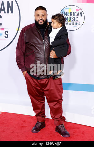 Los Angeles, USA. 19th Nov, 2017. DJ Khaled and his son Asahd Tuck Khaled attend the 2017 American Music Awards at Microsoft Theater on November 19, 2017 in Los Angeles, California. Credit: Geisler-Fotopress/Alamy Live News Stock Photo