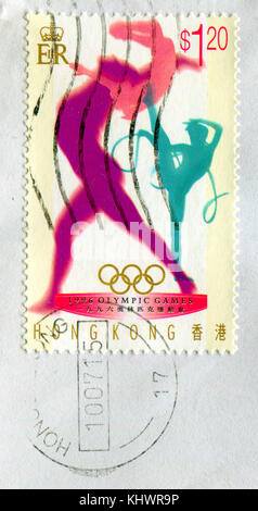 GOMEL, BELARUS, 19 NOVEMBER 2017, Stamp printed in HONG KONG, China shows image of the Olympic Games 1996, circa 2017. Stock Photo
