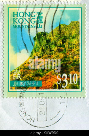 GOMEL, BELARUS, 19 NOVEMBER 2017, Stamp printed in HONG KONG, China shows image of the Lion Rock, circa 1996. Stock Photo