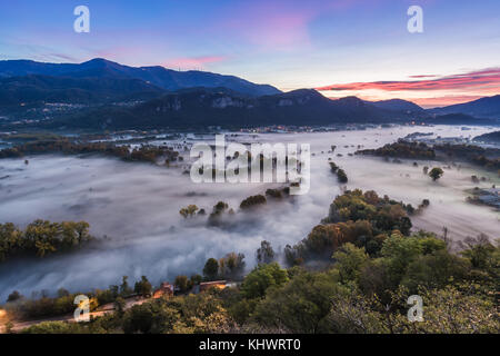 On the banks of the river Adda ,Airuno, province of Lecco, Italy Stock Photo