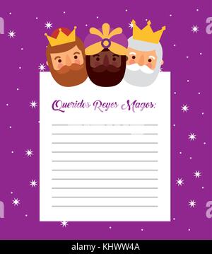 letter to the three kings of orient celebration festivity Stock Vector