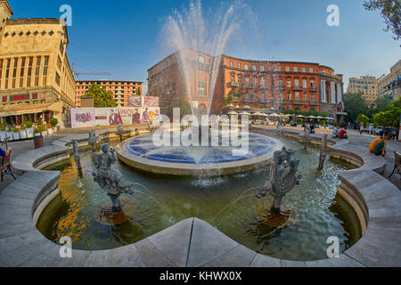 YEREVAN, ARMENIA - 05 AUGUST 2017: Charles Aznavour's square at crossing of Tumanyan and Abovyan streets in Yerevan City Stock Photo