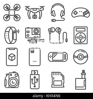 Vector line electronic devices on white background Stock Vector