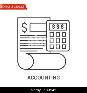 Accounting Icon. Thin Line Vector Illustration. Adjust stroke weight - Expand to any Size - Easy Change Colour - Editable Stroke - Pixel Perfect Stock Vector